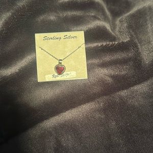 NWT STERLING SILVER RED JASPER HEART NECKLACE